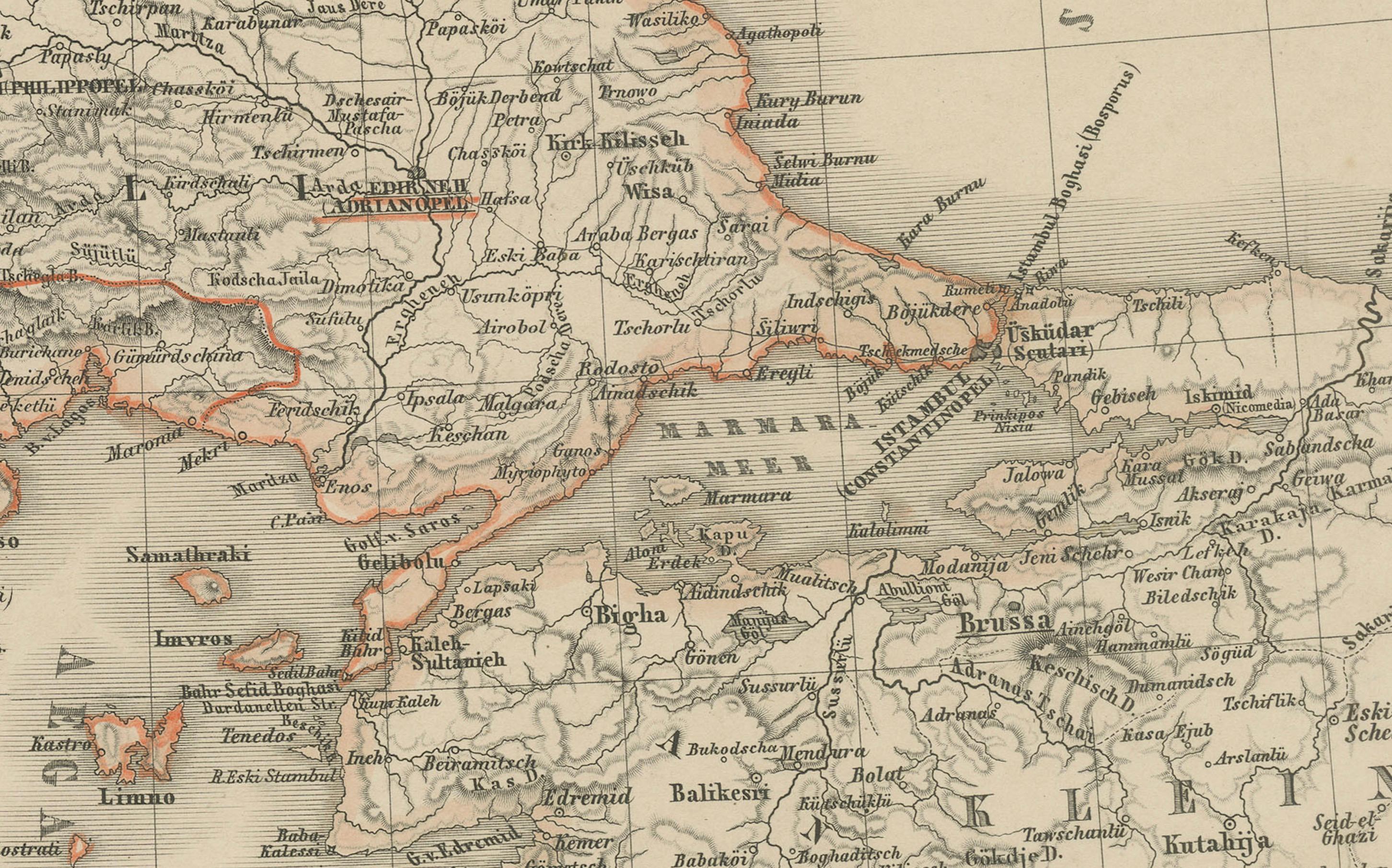Mappa Turchia e Grecia - Balcani e Isole Ionie 1857 in vendita 1
