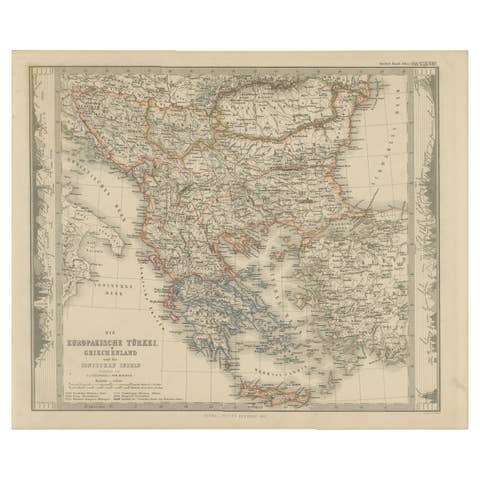 European Turkey and Greece Map – Balkans and Ionian Islands 1857