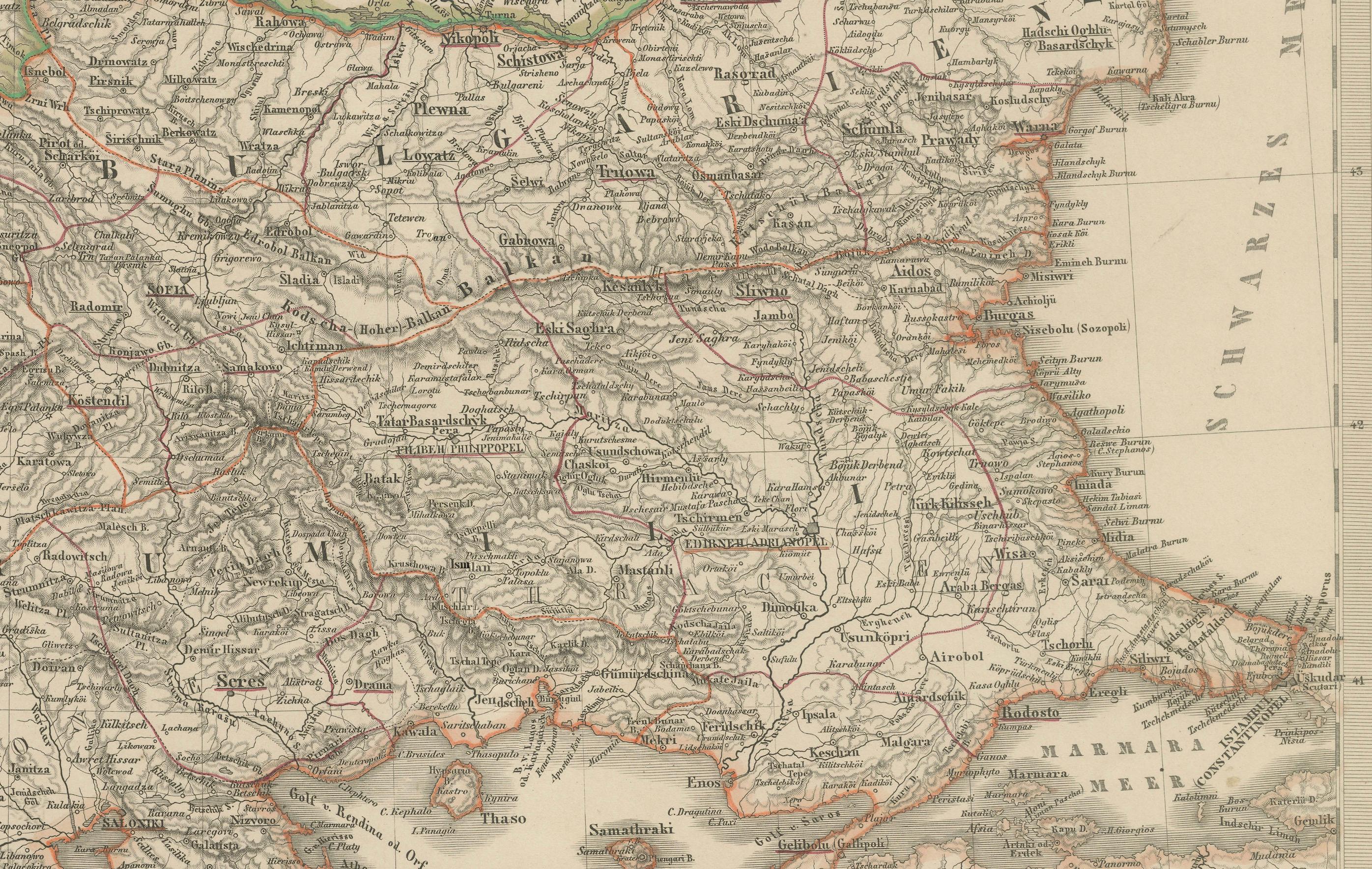 Mappa Turchia e Grecia - Balcani e Isole Ionie 1857

Questa dettagliata stampa antica mostra 