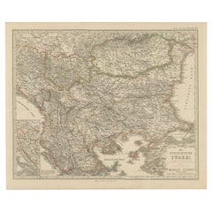 Antique European Turkey Map – Detailed Balkan Ottoman Provinces 1858
