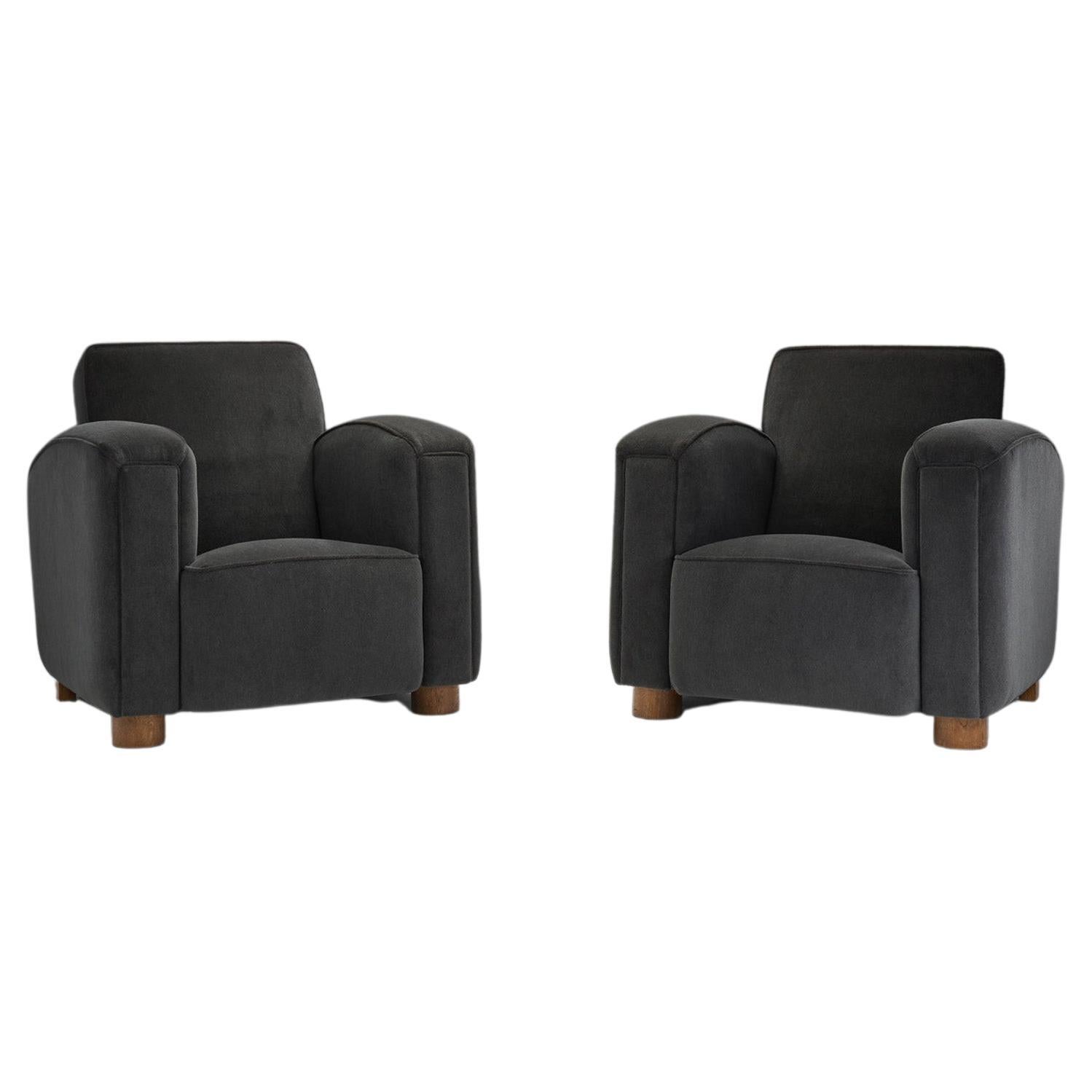 Set of Six 1940s Leather Upholstered Dining Chairs from London's