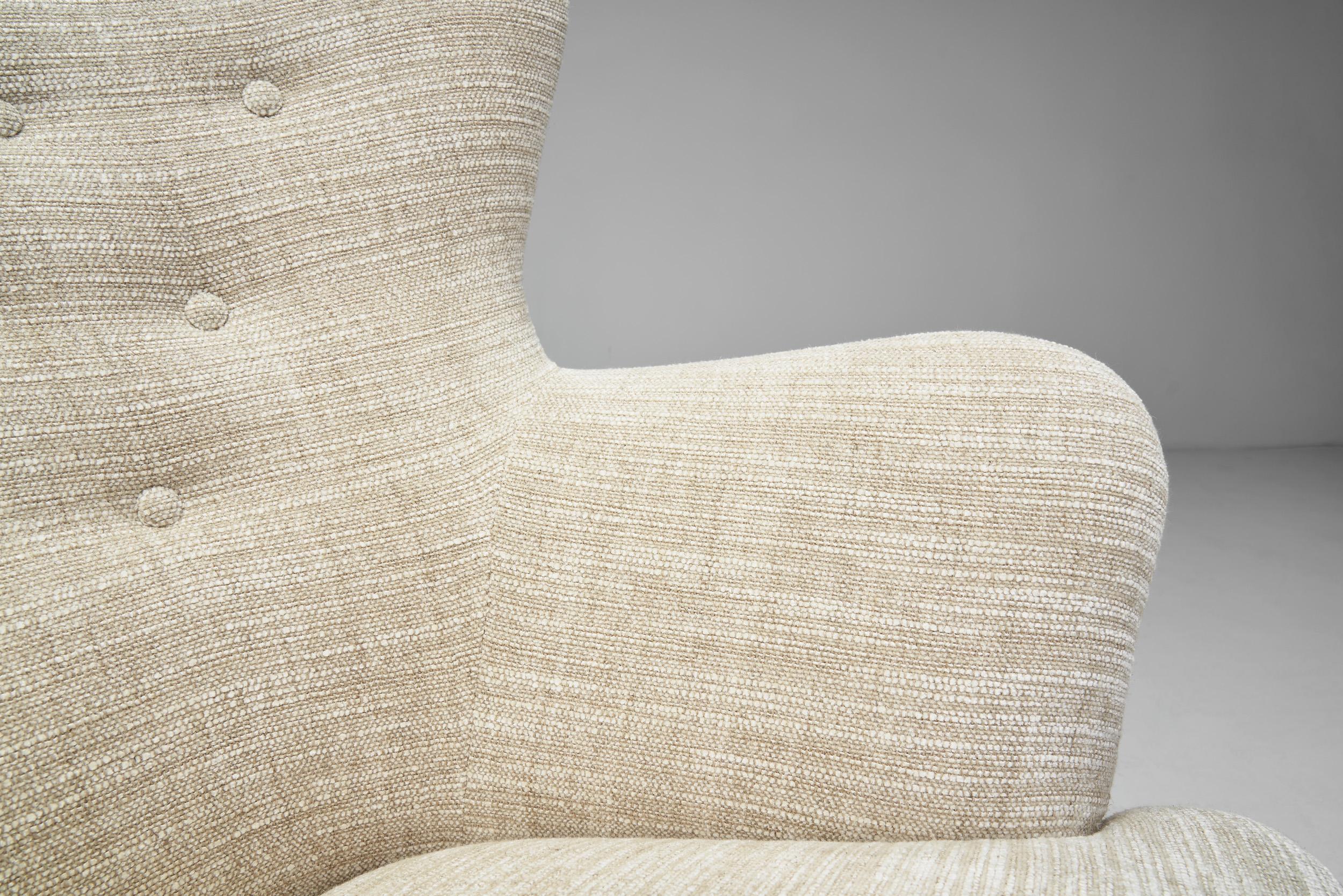European Upholstered Lounge Chair, Europe, ca 1950s For Sale 6