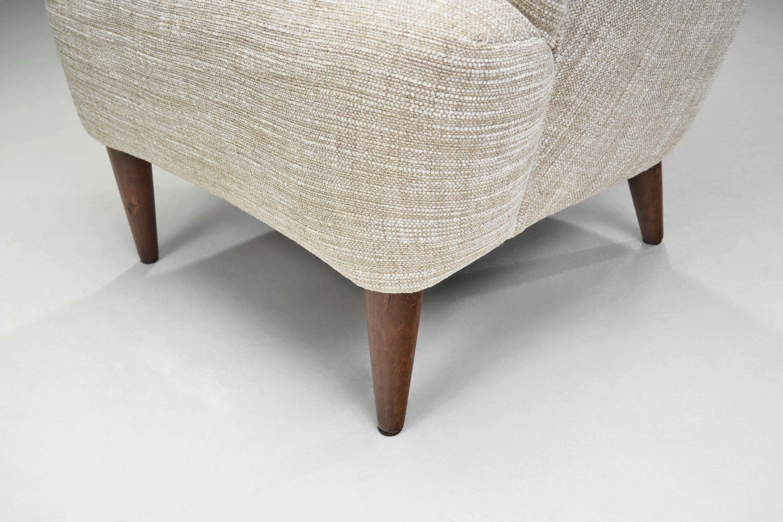 European Upholstered Lounge Chair, Europe, ca 1950s For Sale 7