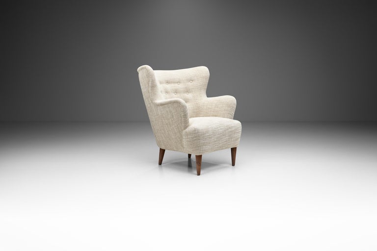 European Upholstered Lounge Chair, Europe, ca 1950s For Sale at 1stDibs