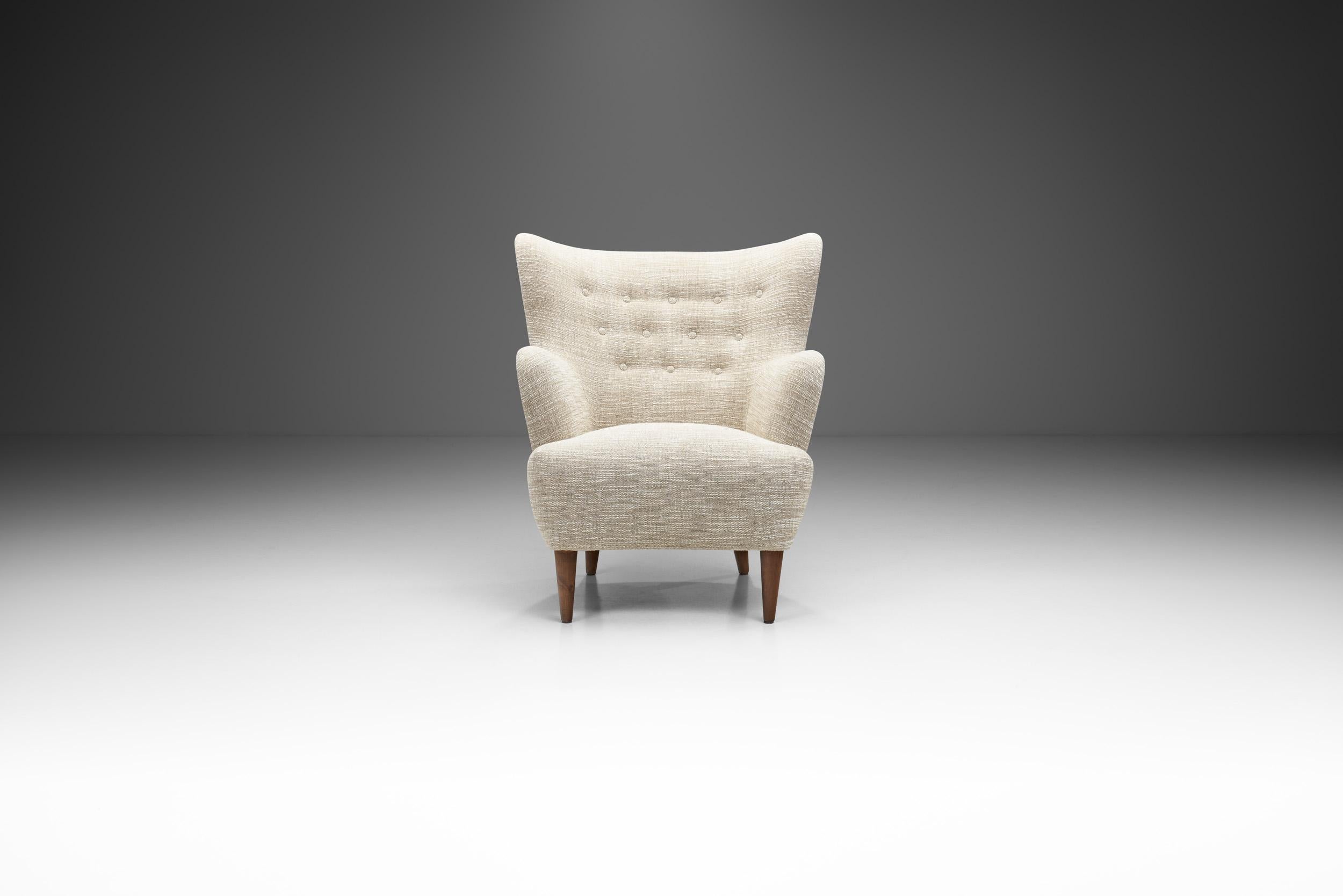 20th Century European Upholstered Lounge Chair, Europe, ca 1950s For Sale