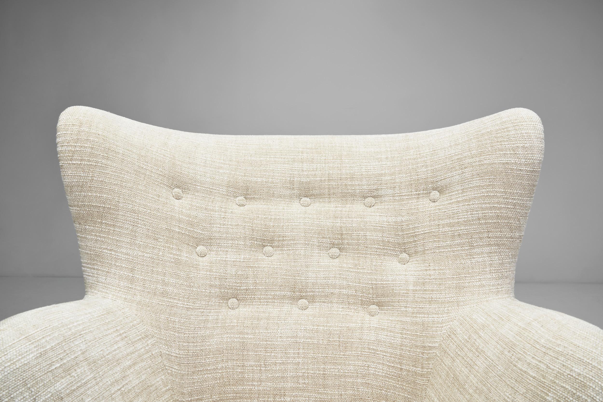 European Upholstered Lounge Chair, Europe, ca 1950s For Sale 1