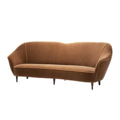 Retro European Upholstered Three-Seater Sofa with Stained Wood Legs, Europe ca 1960s
