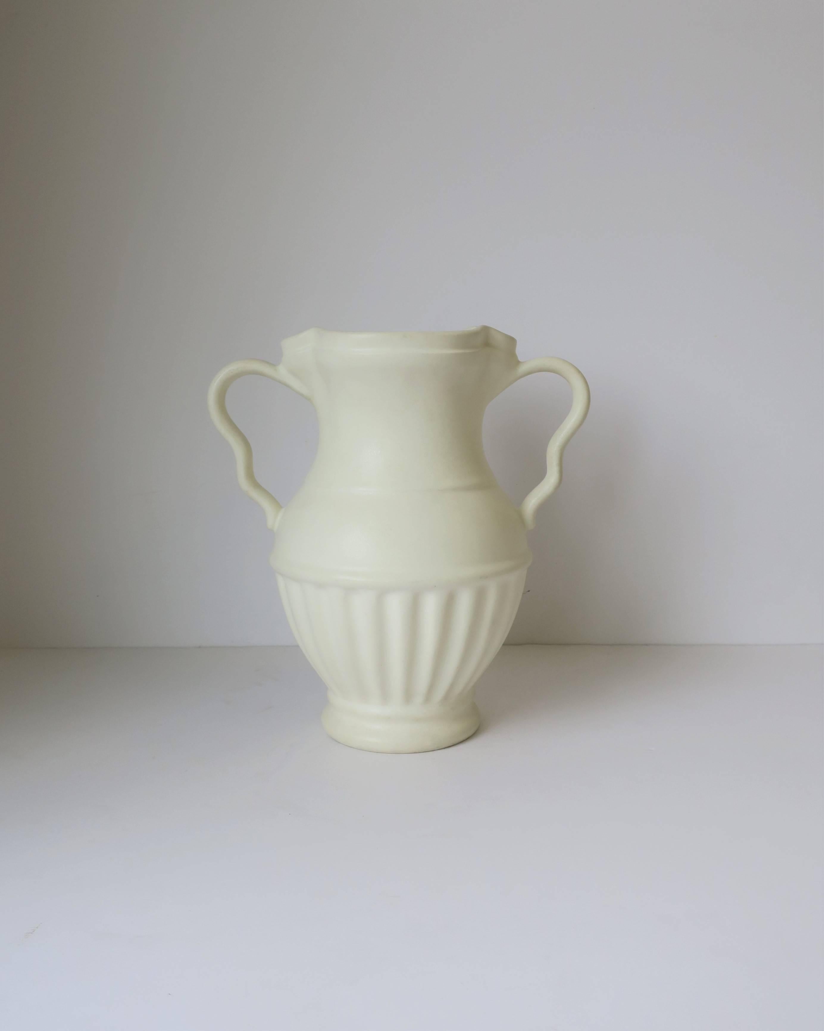 Czech European White Urn Form Ceramic Pottery Vase