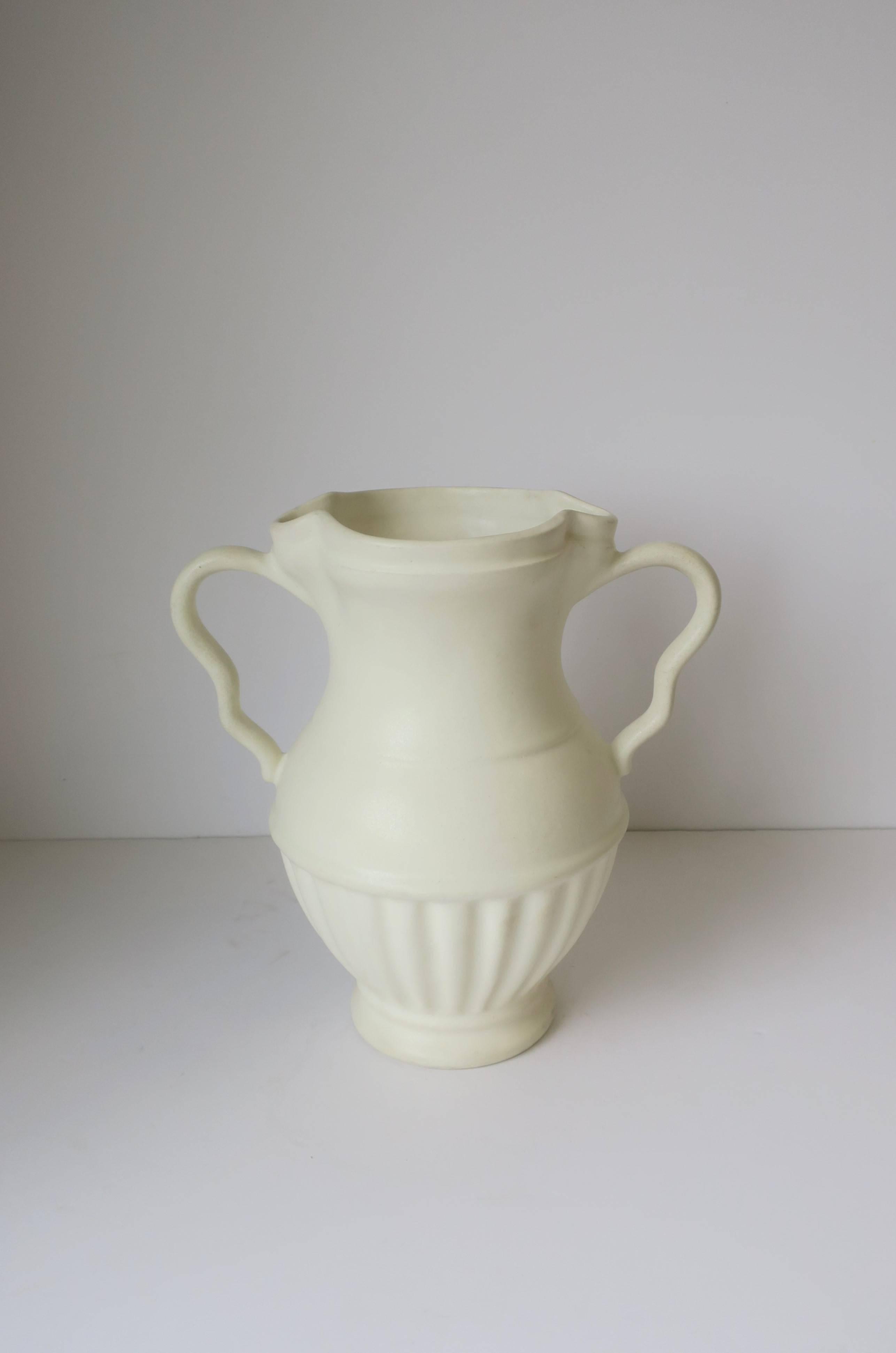 20th Century European White Urn Form Ceramic Pottery Vase