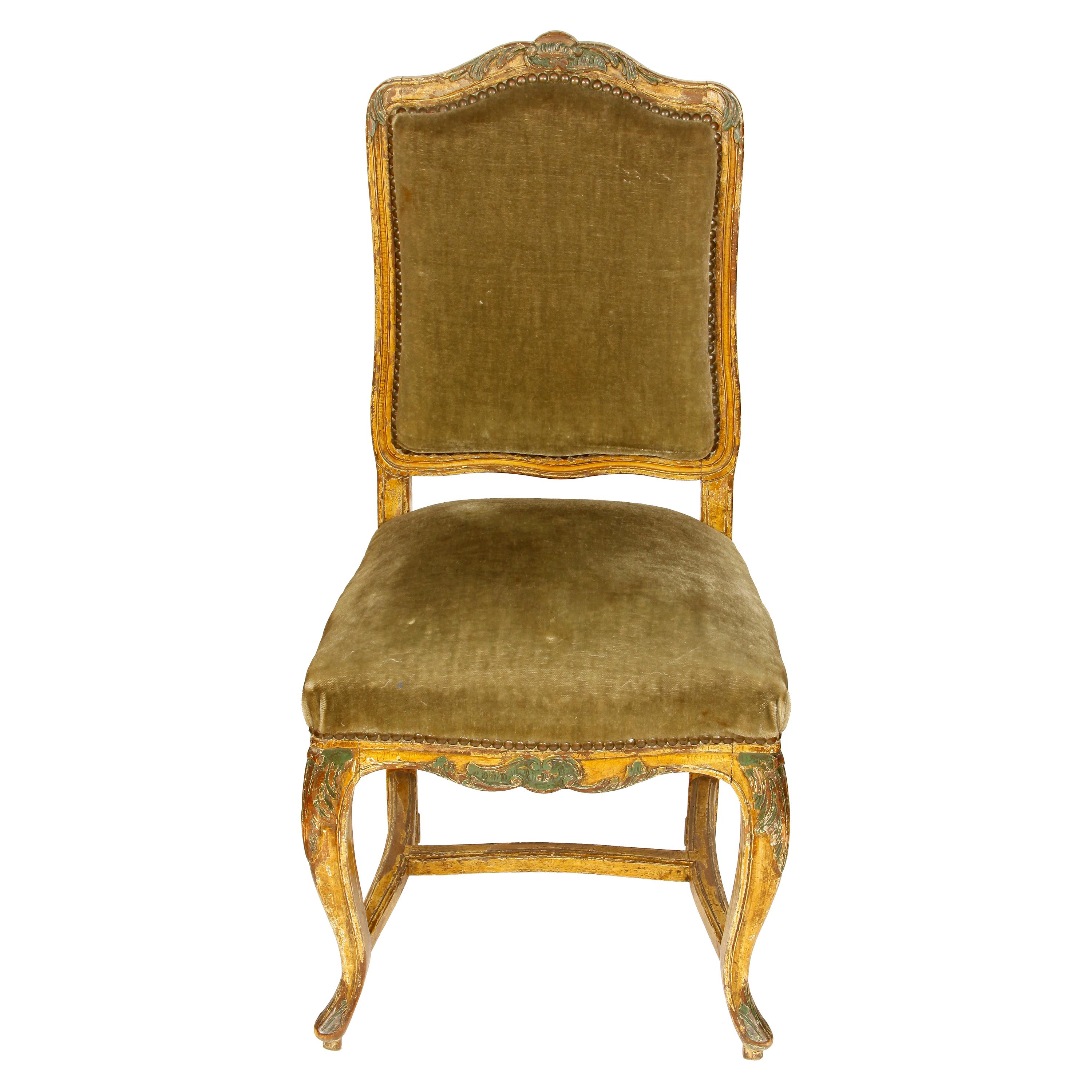 European Velvet Side Chair For Sale