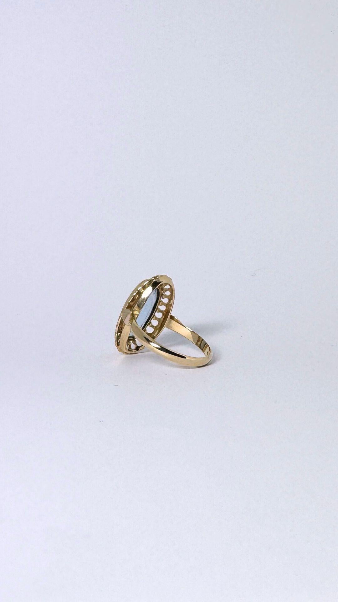 Europäischer Vintage-Ring aus 14 Karat Gold mit einem Spinell aus  5,54 Karat im Zustand „Gut“ im Angebot in Heemstede, NL