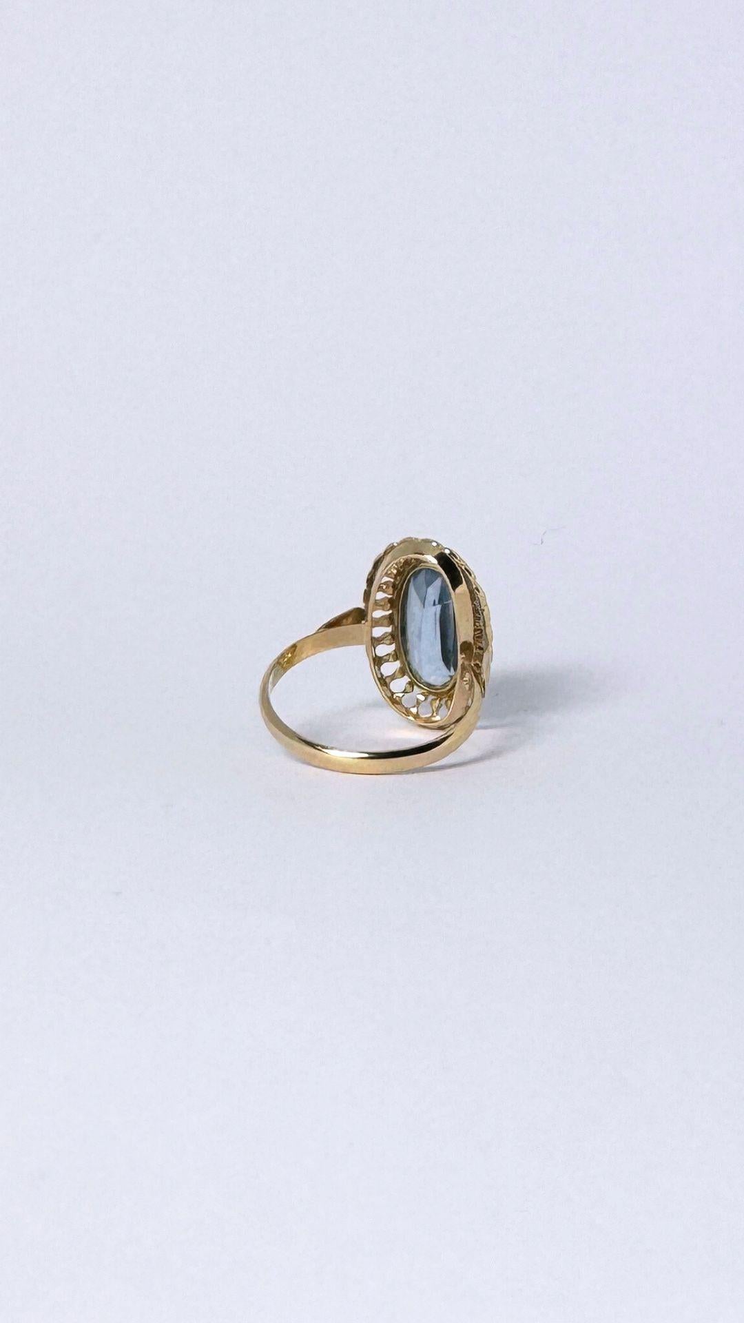 Europäischer Vintage-Ring aus 14 Karat Gold mit einem Spinell aus  5,54 Karat im Angebot 1