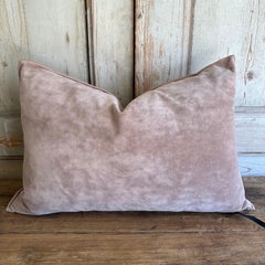 European Vintage Style Blush Velvet Accent Pillow with Down Insert