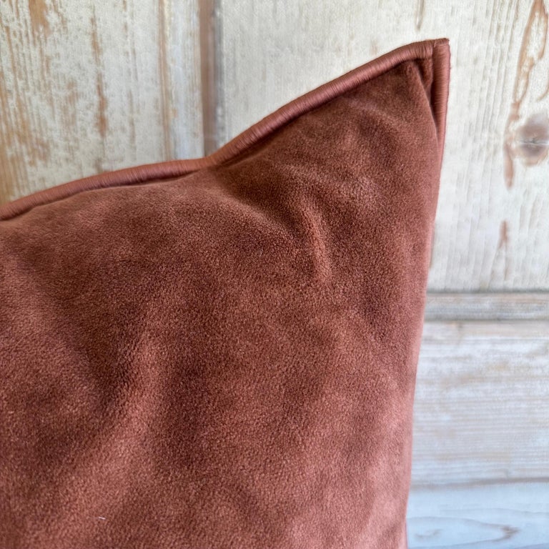 European Vintage Velvet Accent Pillow with Down Feather Insert For Sale