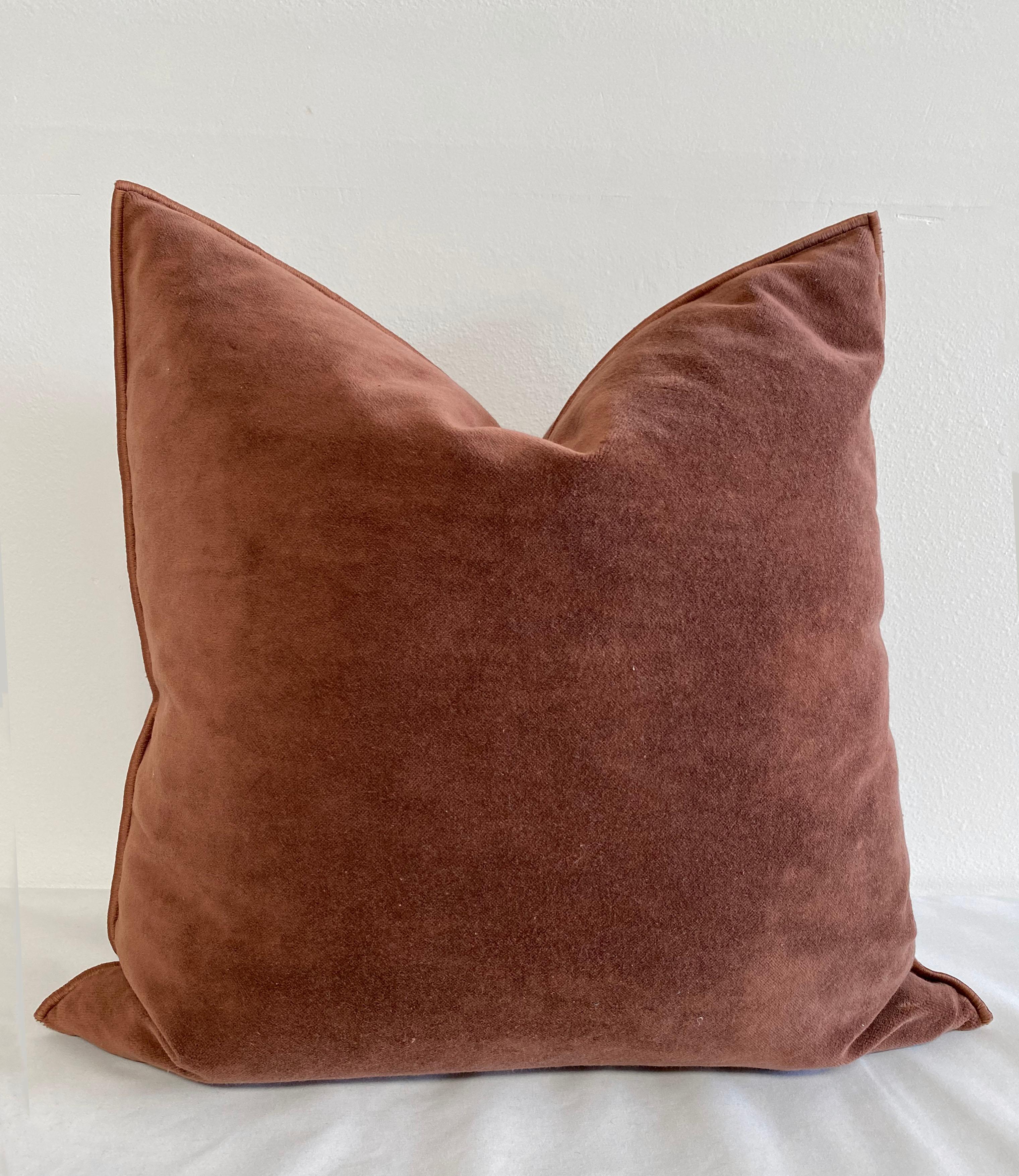 European Vintage Velvet Accent Pillow with Down Feather Insert In New Condition In Brea, CA