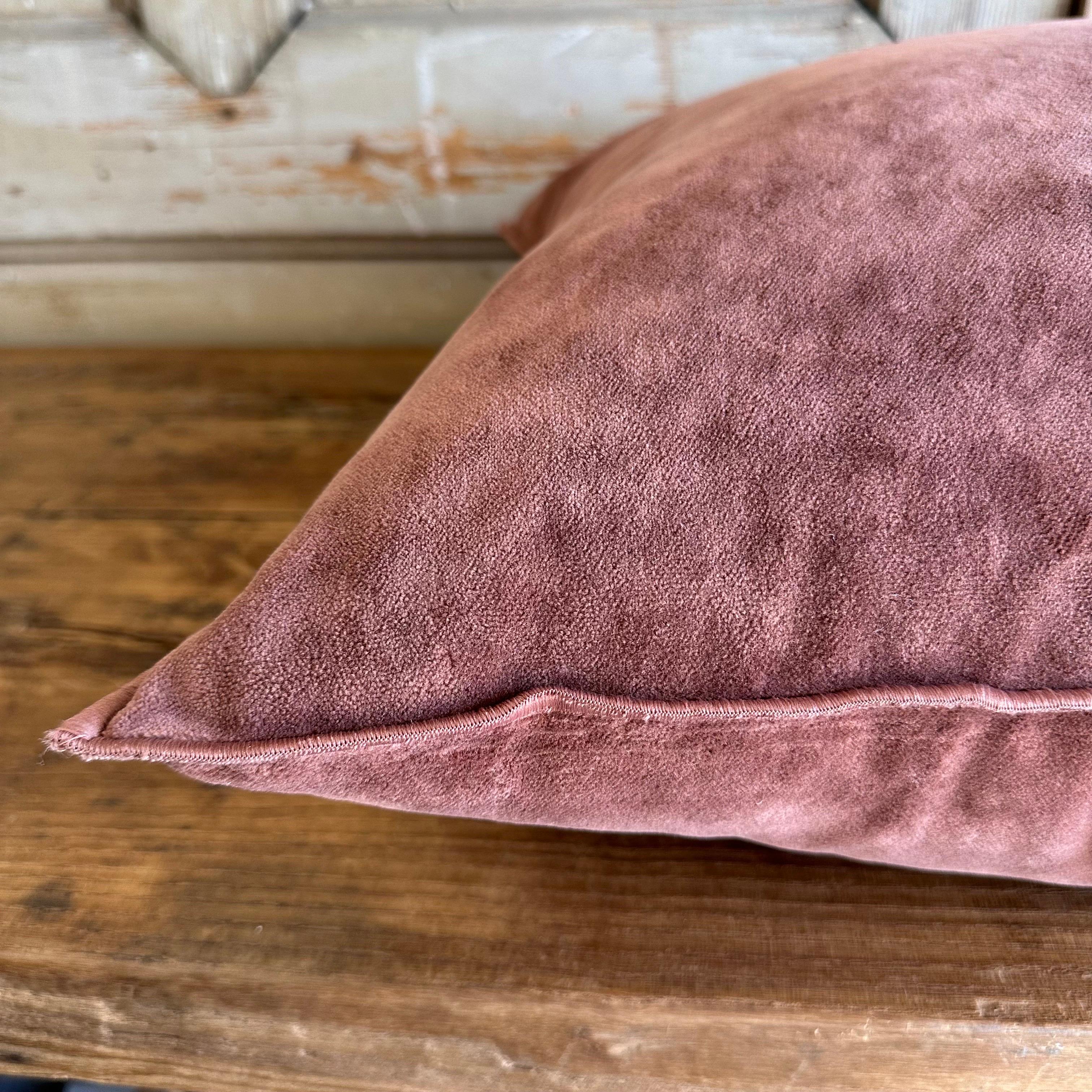 Contemporary European Vintage Velvet Accent Pillow with Down Feather Insert