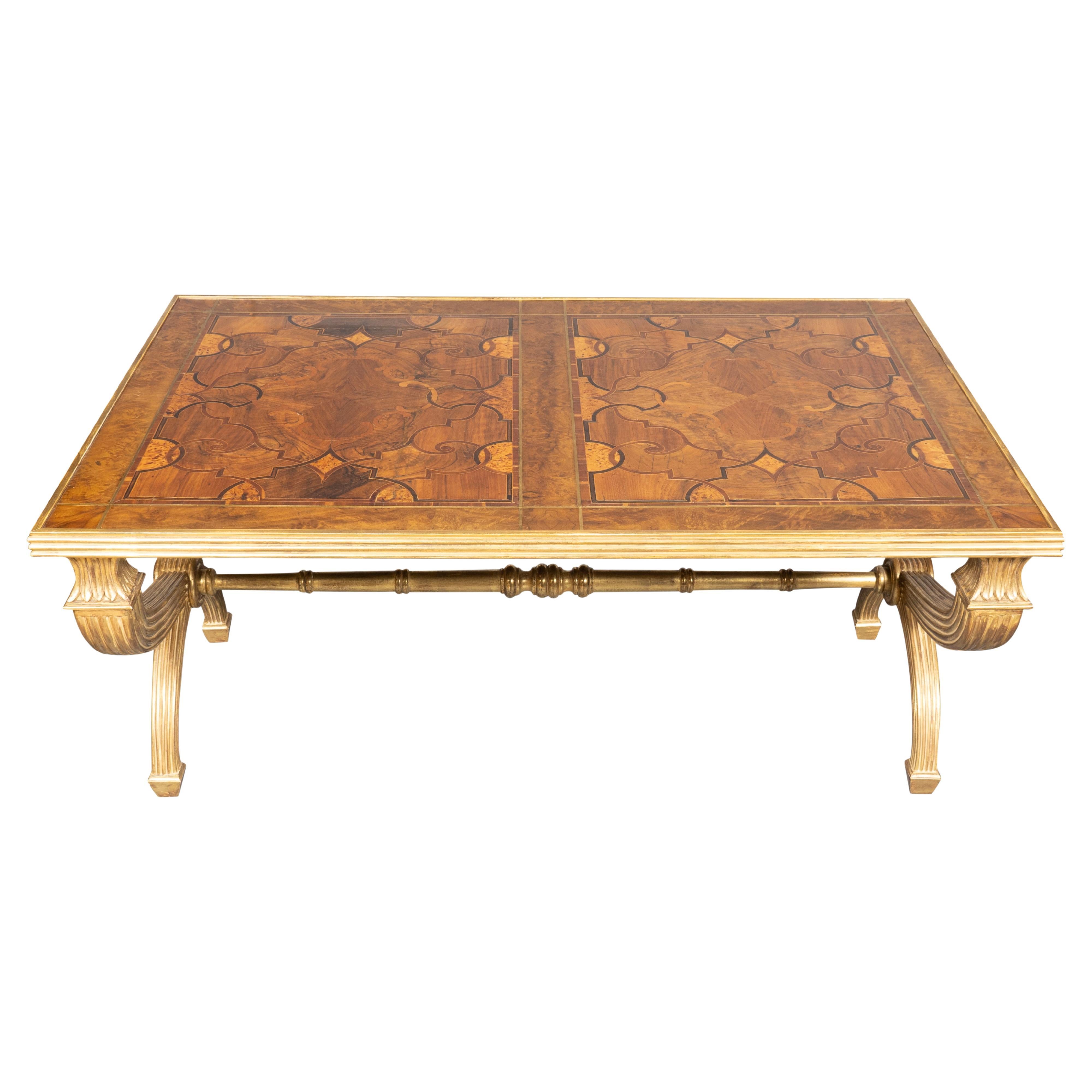 European Walnut And Giltwood Coffee Table