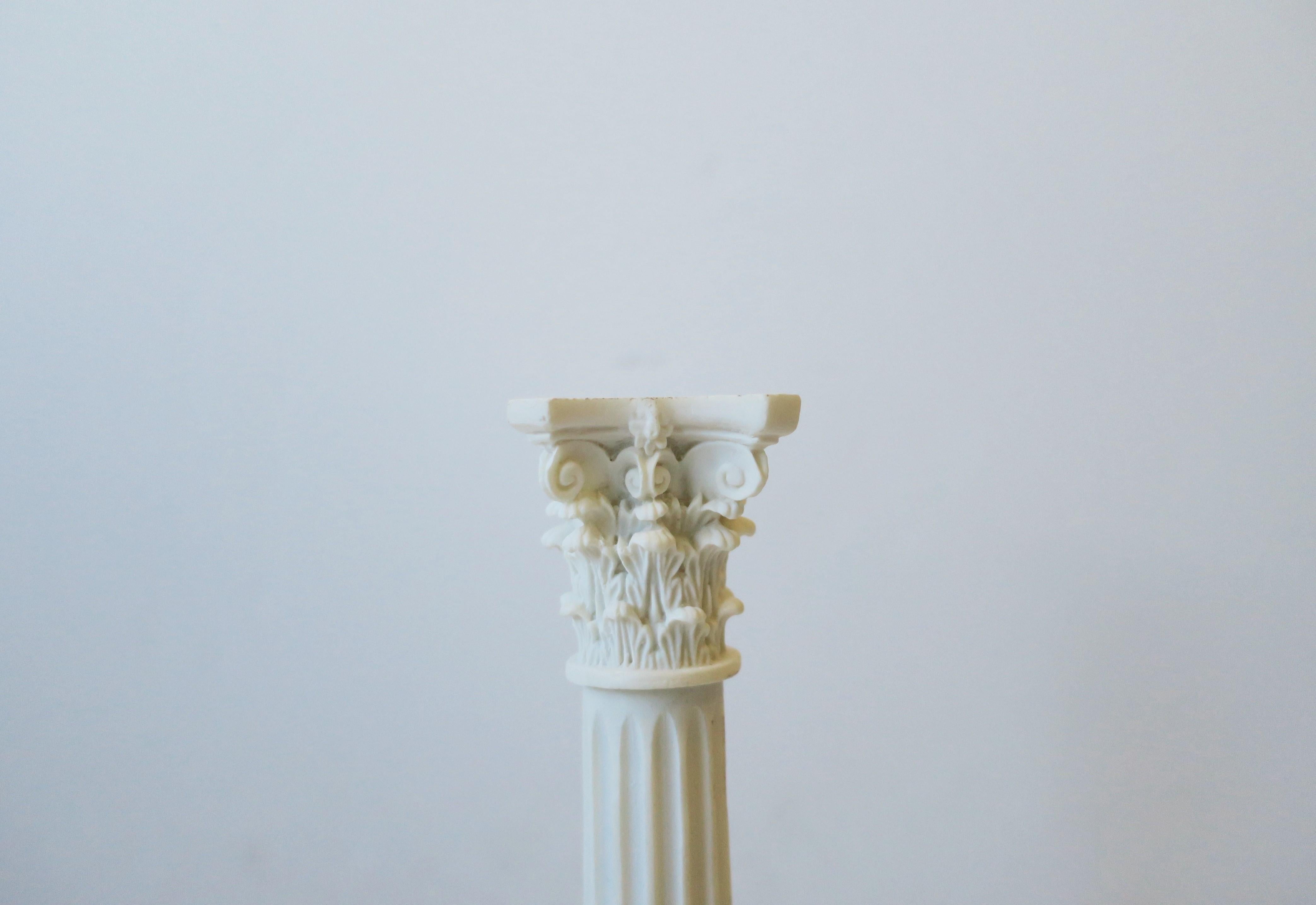 European White Alabaster Corinthian Column Pillar Sculpture or Decorative Object 7