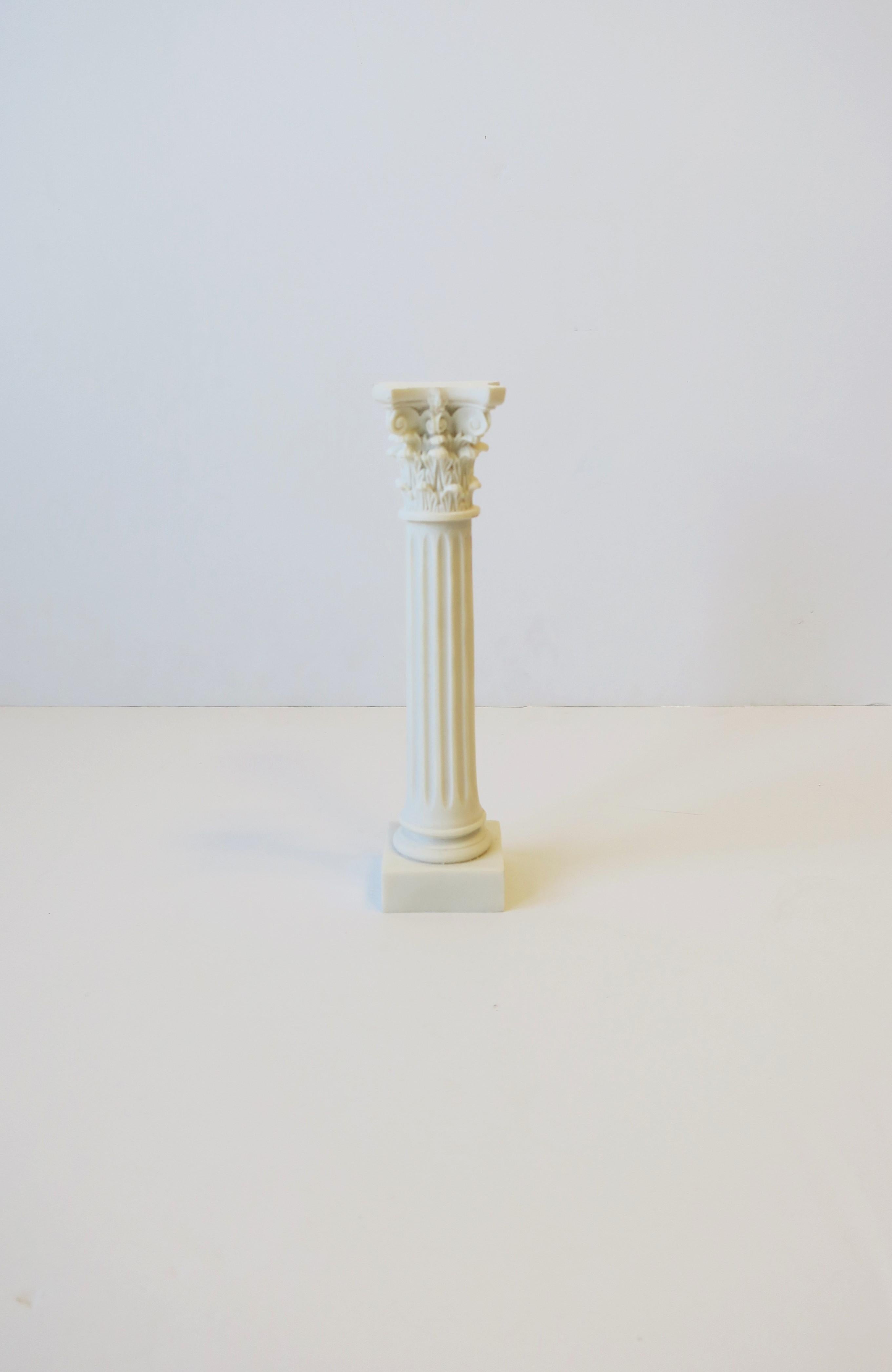 Greek European White Alabaster Corinthian Column Pillar Sculpture or Decorative Object