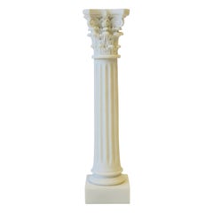 European White Alabaster Corinthian Column Pillar Sculpture or Decorative Object