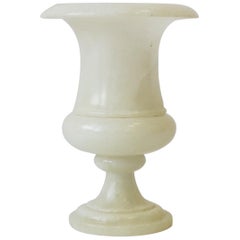 European White Alabaster Marble Urn from Spain