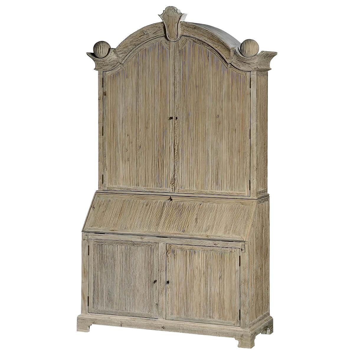 European Whitewashed Secretary Bookcase For Sale