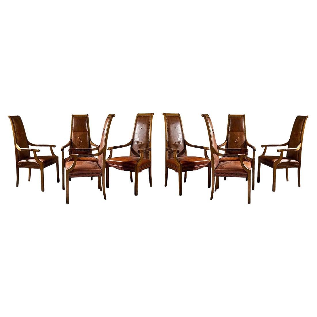 Europäische Arbeit, seltener Satz von 8 Art Deco Sesseln um 1930/1950 im Angebot