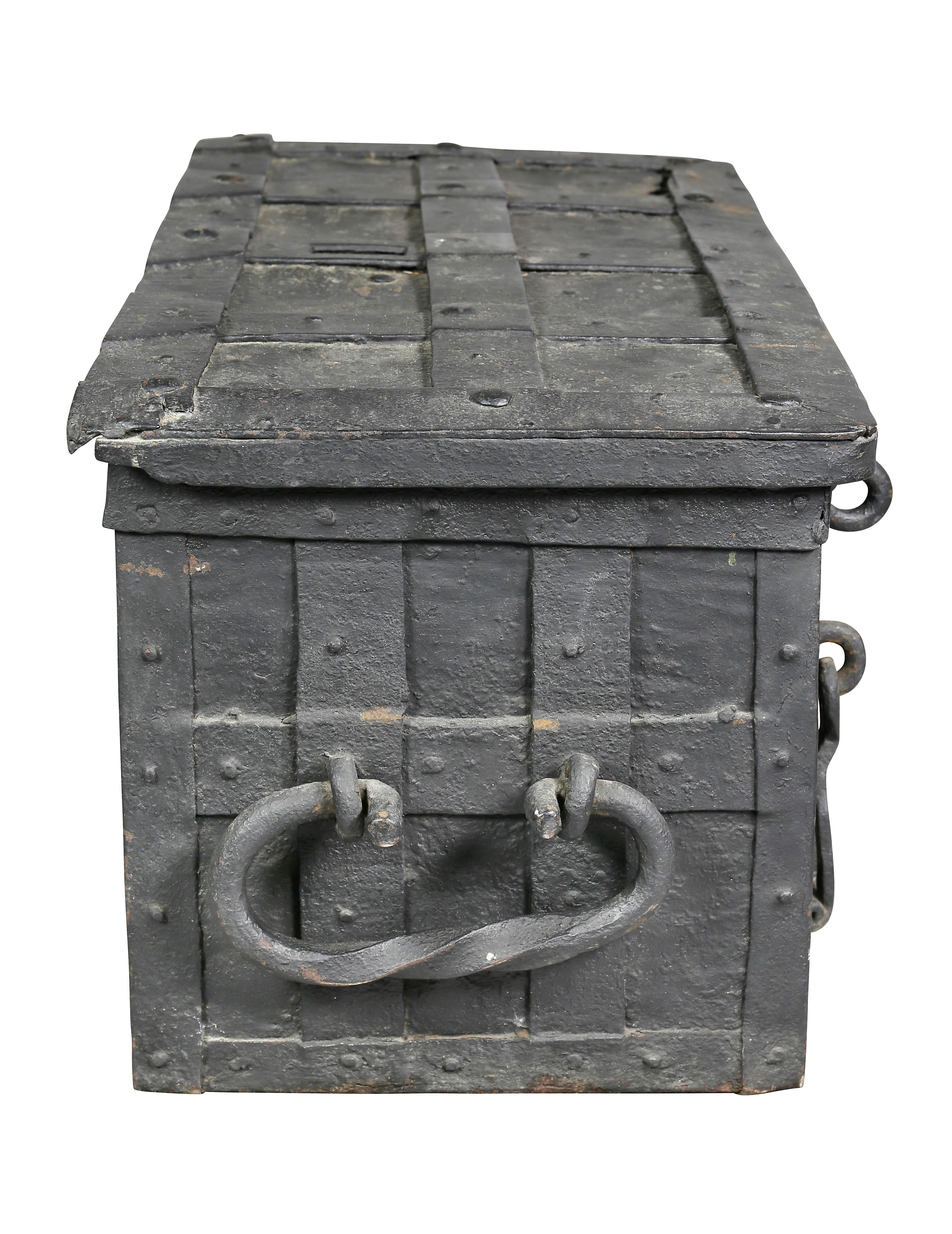 Early 18th Century European Wrought Iron Strongbox