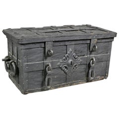 Antique European Wrought Iron Strongbox