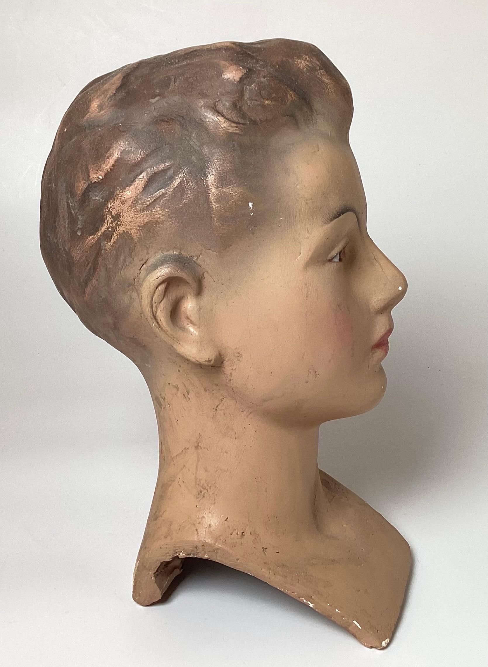 Mid-20th Century European Young Male Mannequin Head, 1940s