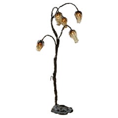 Lampadaire décoratif Eurydice en bronze et verre soufflé par Emilie Lemardeley