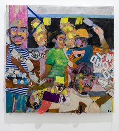 "American Cheese", Sewn Collage of Cheesesteak Shop in Textile Cityscape