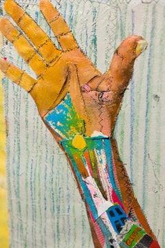 "DNA, The Dissection (Version 6)", Sewn Mixed Media, Anatomy Motif, Hands, colla