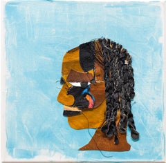 "Joy Abstracted", Portrait of Black Girl in Sewn Layered Collage