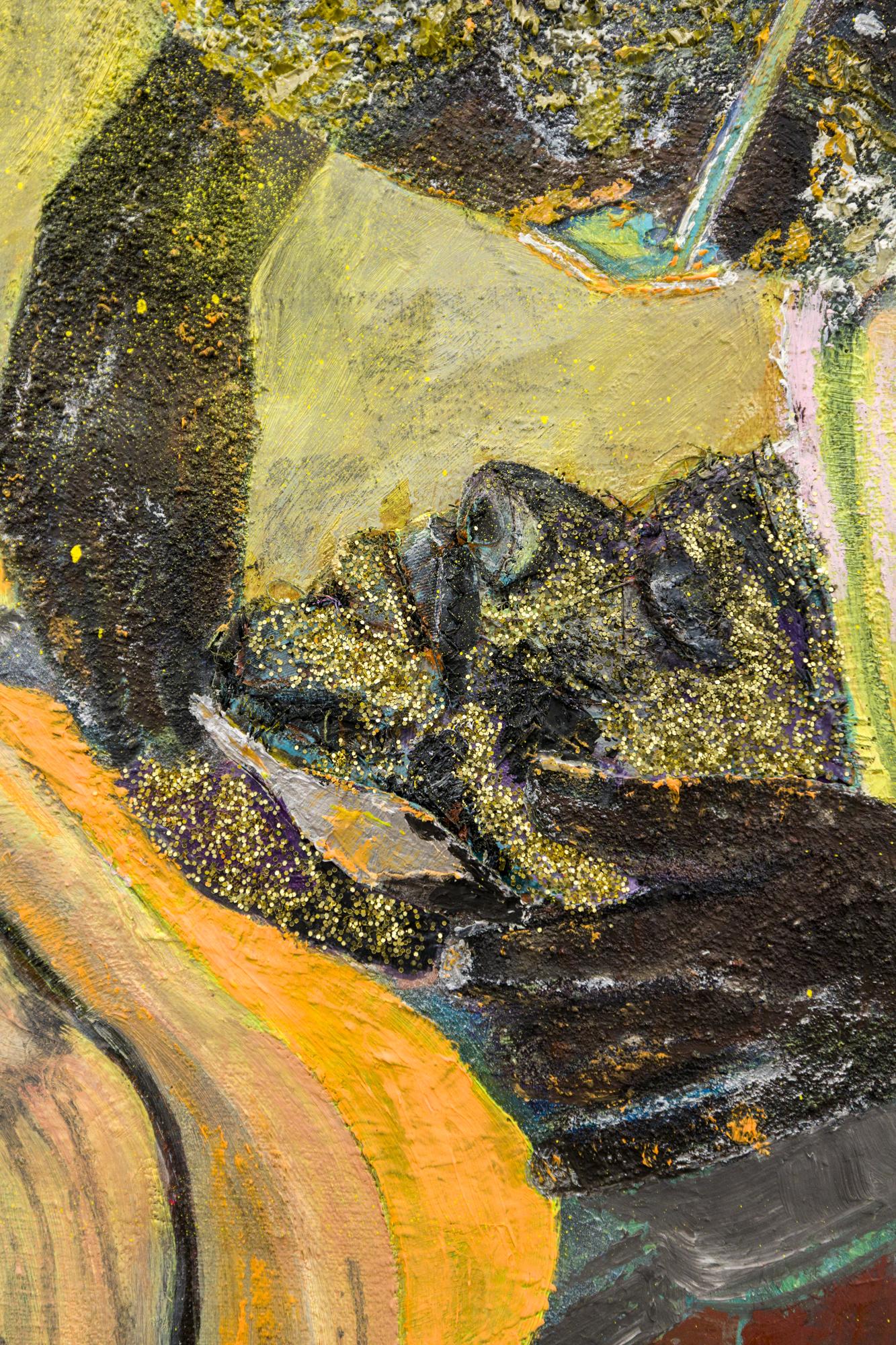 « Shape Up (diptyque), intérieur d'un barbier en toile taillée et peinture à l'huile en vente 5