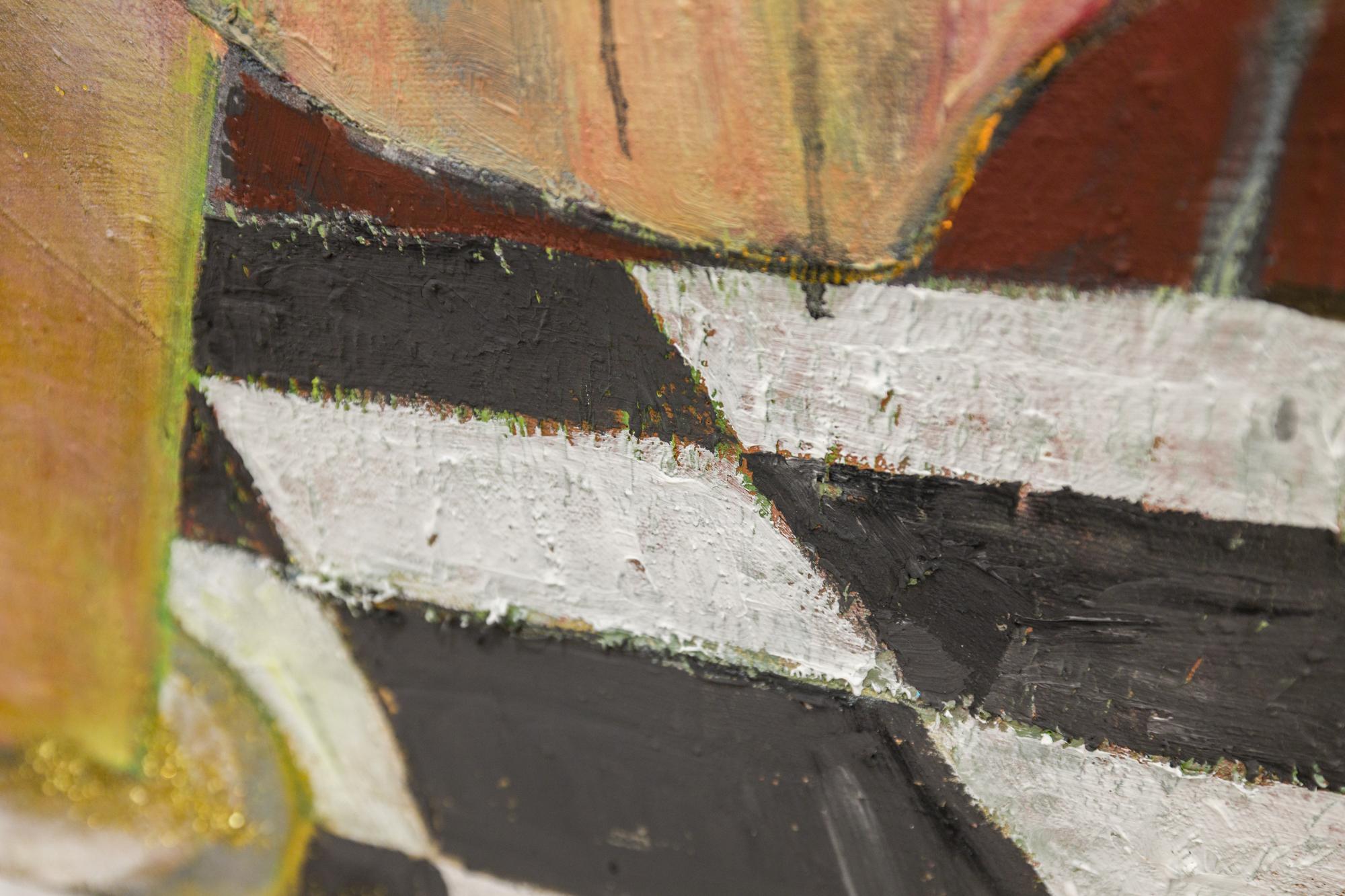« Shape Up (diptyque), intérieur d'un barbier en toile taillée et peinture à l'huile en vente 6