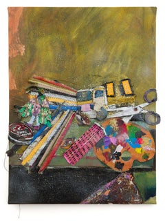 "Shape Up (díptico)", Interior de barbería en lienzo cortado y pintura al óleo