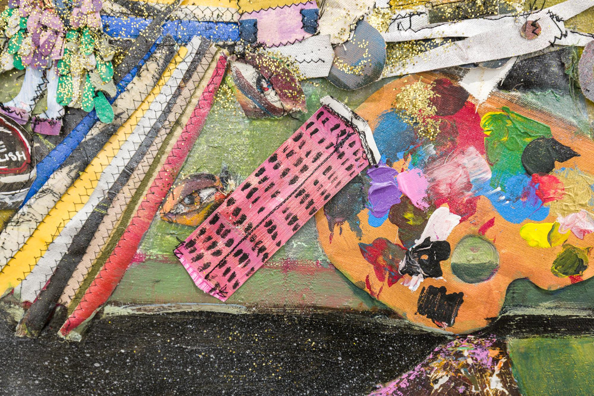 « Shape Up (diptyque), intérieur d'un barbier en toile taillée et peinture à l'huile en vente 2
