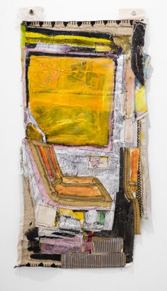 "Texturas de metro", ensamblaje de papel de aluminio cosido, papel, textil y cartón