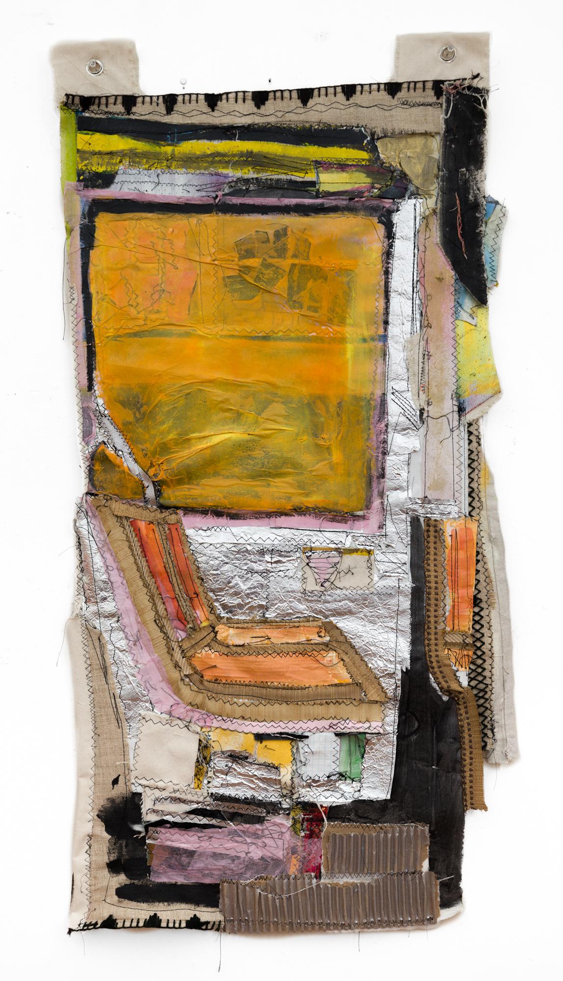 "Subway Textures, Assemblage of Sewn Aluminum Foil, Paper, Textile and Cardboard