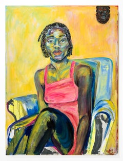"Paradis incomplet", portrait à l'huile Femme dans un fauteuil