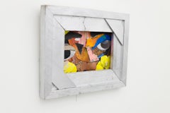 "Smell Da Flowers", Cara enmarcada con elementos cosidos (Collage de técnica mixta)