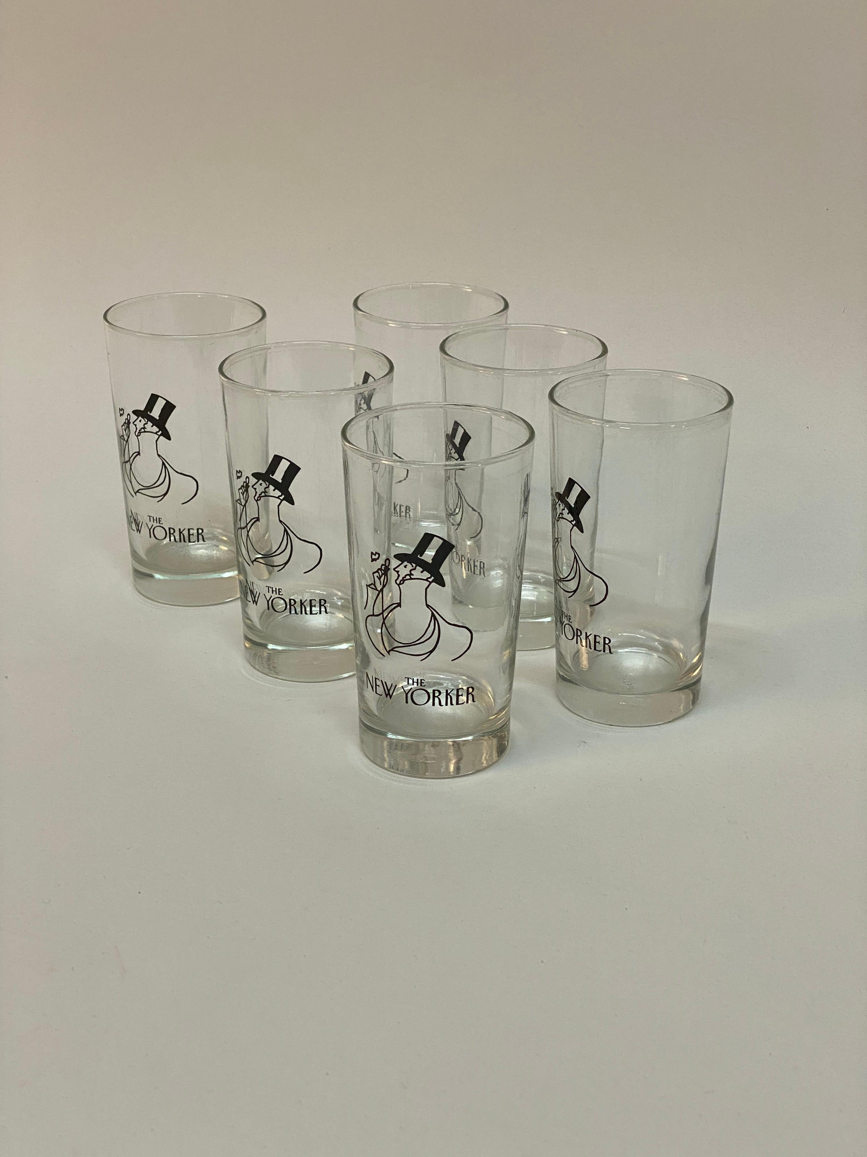 Eustace Tilley New Yorker Graphic Drinking Glasses, Set of Six In Good Condition For Sale In Garnerville, NY