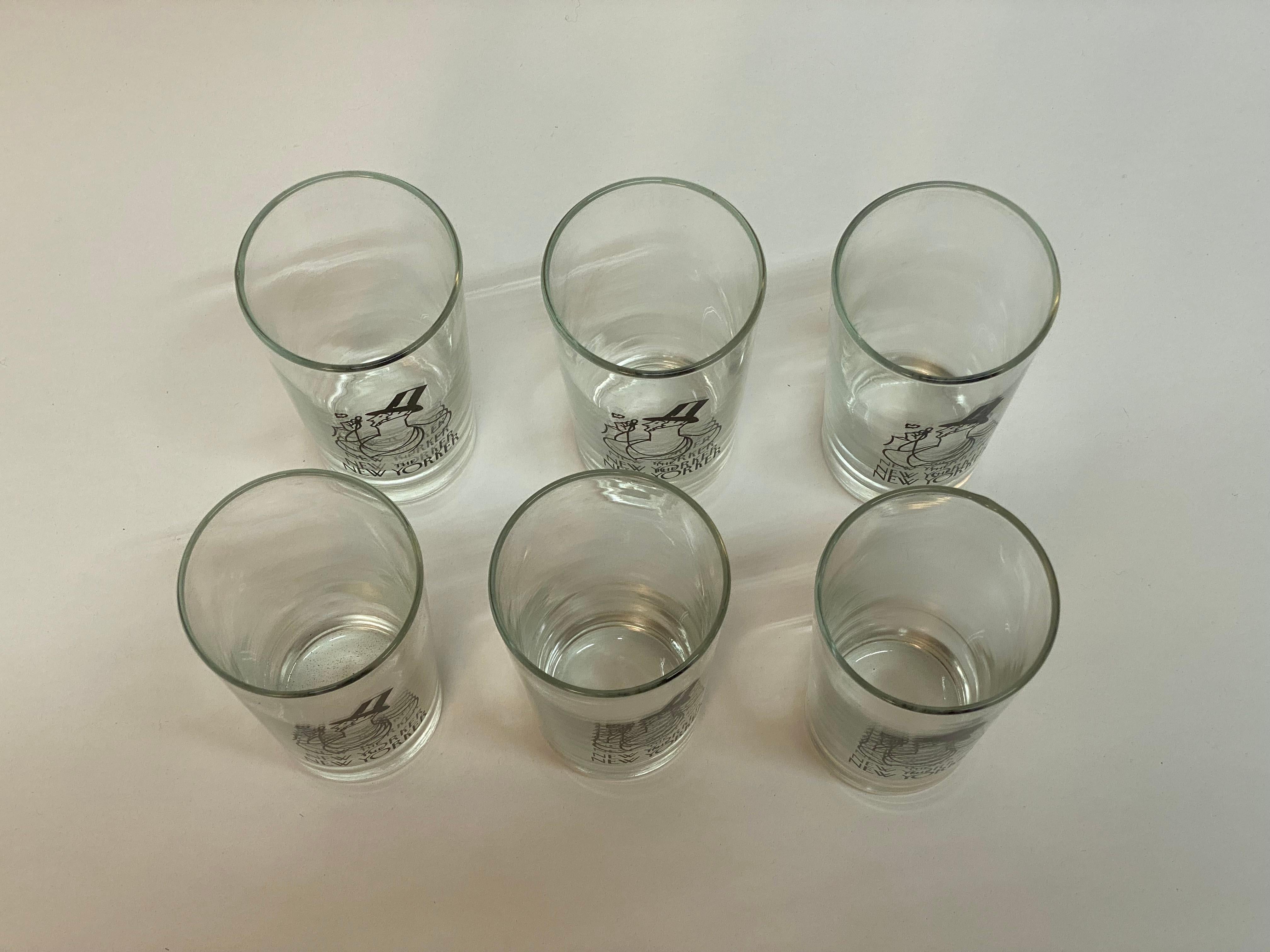 Late 20th Century Eustace Tilley New Yorker Graphic Drinking Glasses, Set of Six For Sale