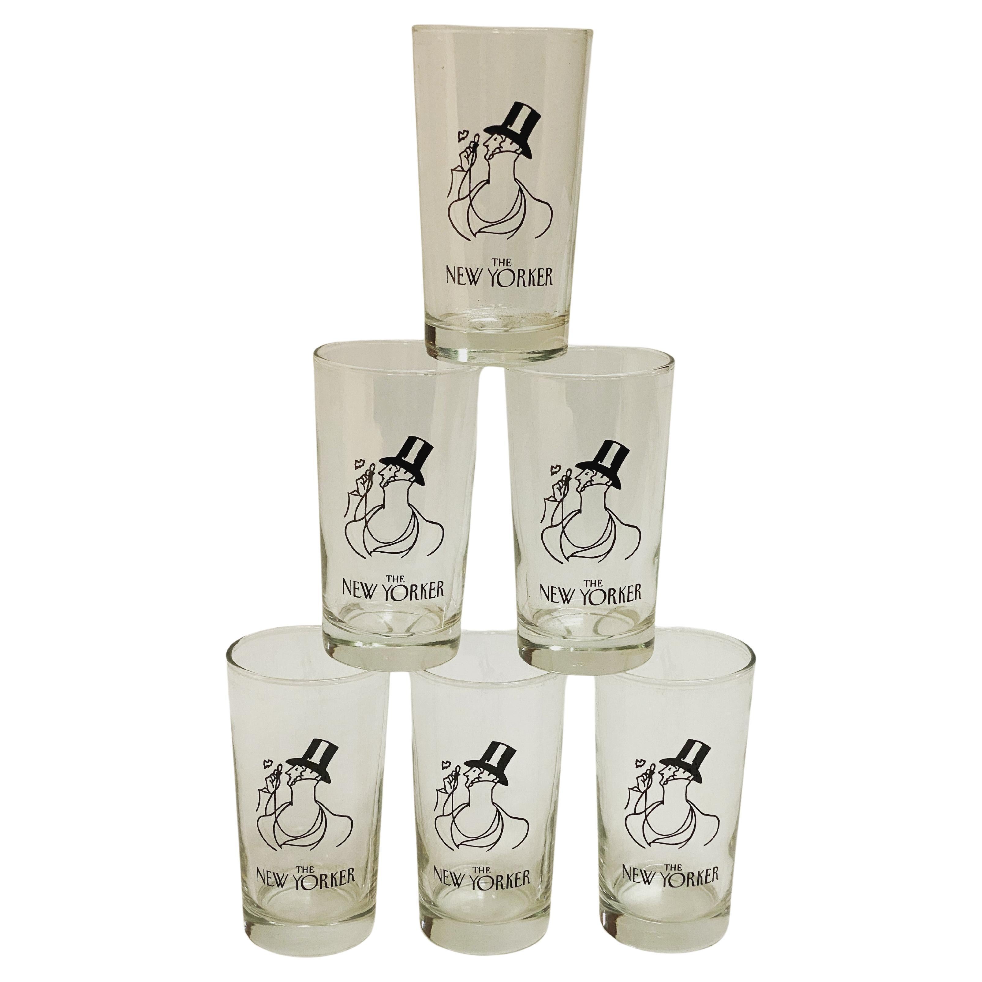 Eustace Tilley New Yorker Graphic Drinking Glasses, Set of Six For Sale