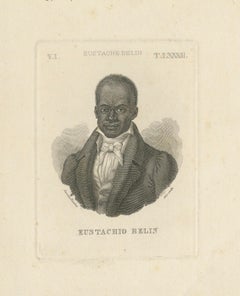 Eustache Belin Portrait Engraving, Haitian Revolution Figure, c.1830