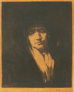 Portrait of Russian Elderly Woman in Style of Rembrandt 