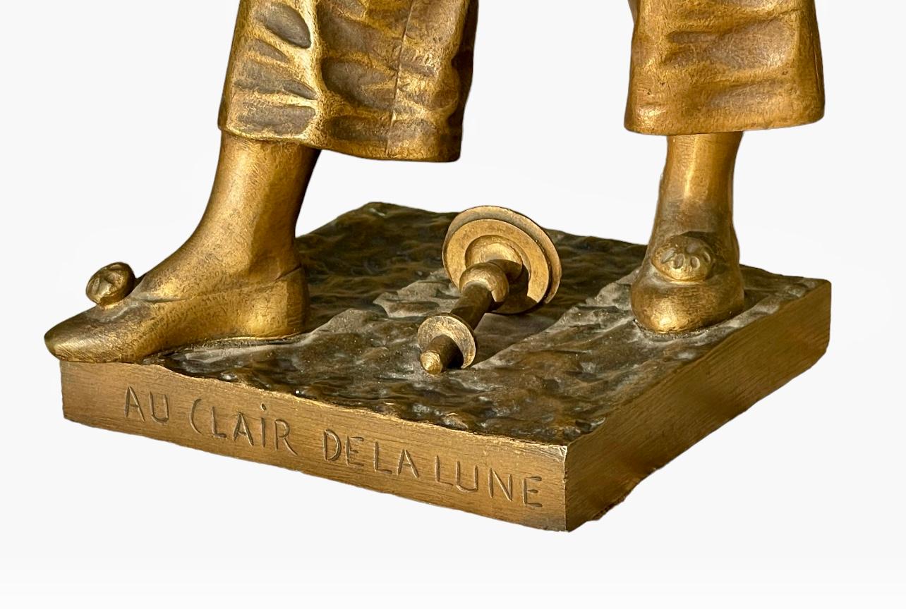 Eutrope BOURET (1833-1906) - Bronze, Pierrot “au Clair De La Lune” For Sale 2