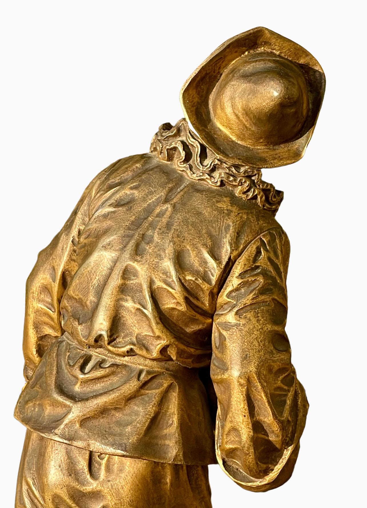 Eutrope BOURET (1833-1906) - Bronze, Pierrot “au Clair De La Lune” For Sale 4