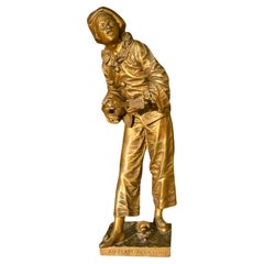 Eutrope BOURET (1833-1906) - Bronze, Pierrot “au Clair De La Lune”
